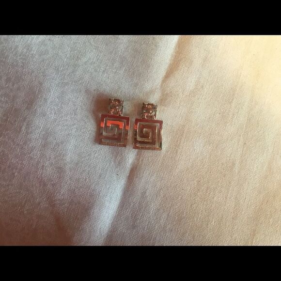 Sterling Silver Greek Key Earrings - Picture 9 of 9